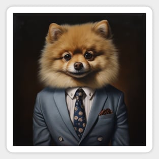 Pomeranian Dog in Suit Magnet
